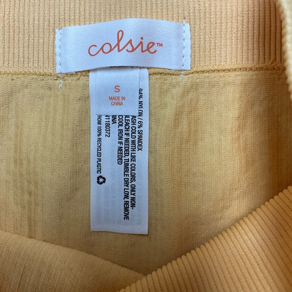 Women's Crossover Waistband Bike Shorts Colsie Orange - Picture 3 of 4